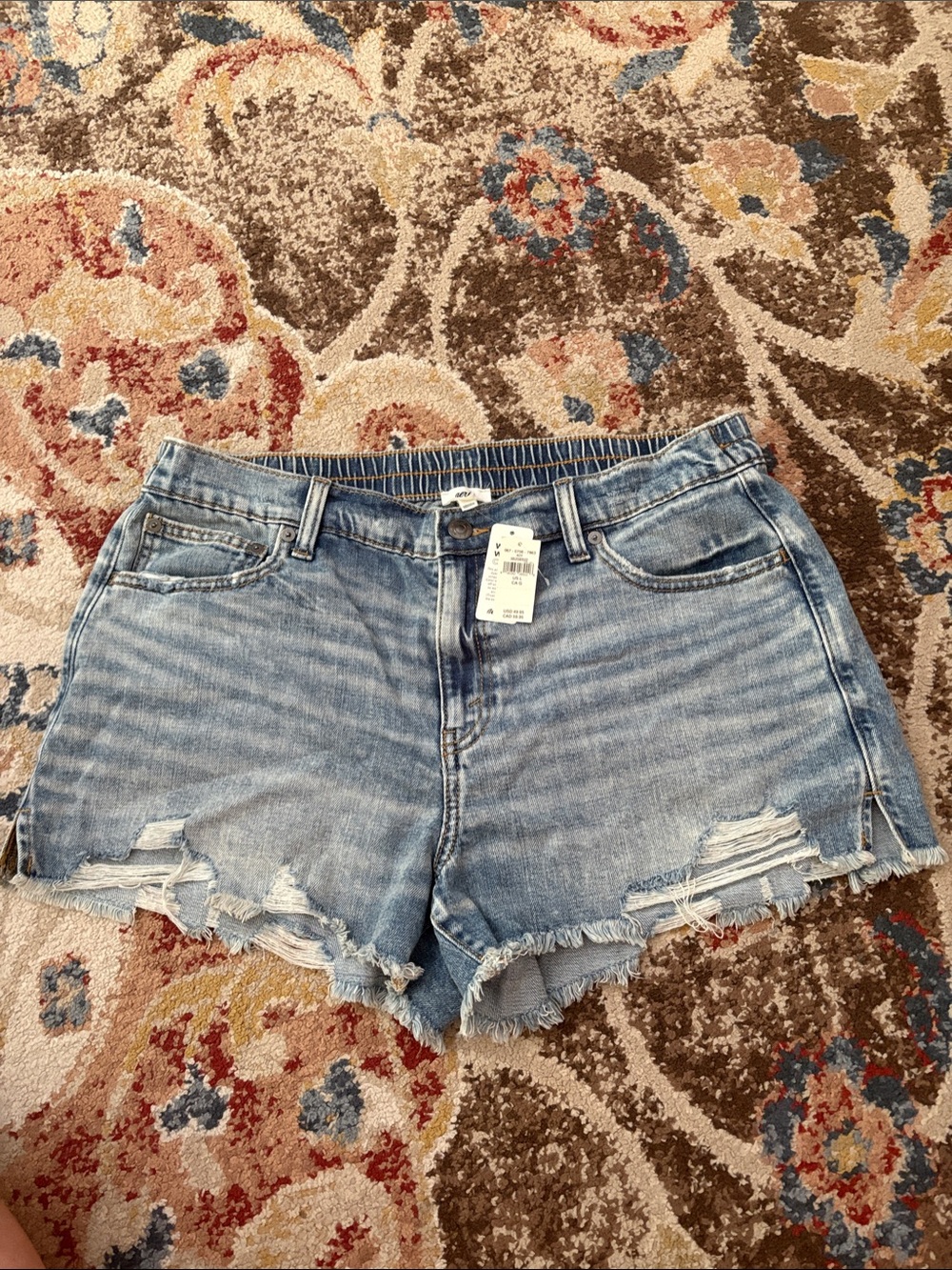 aerie Faded Blue Distressed Denim Cutoff Shorts